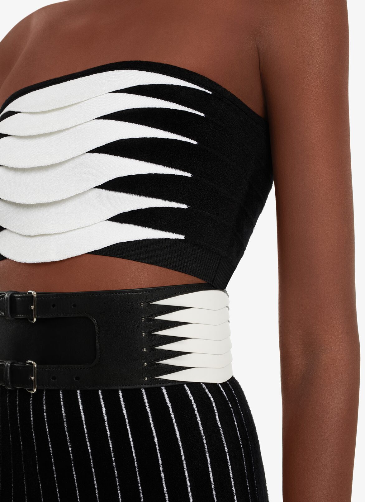 GRAPHIC CORSET BELT ALAÏA WHITE/BLACK GRAPHIC CORSET BELT